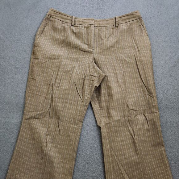 Ann Taylor LOFT Women 10P Julie Brown Pinstriped Bootcut Dress Pants - Picture 2 of 10